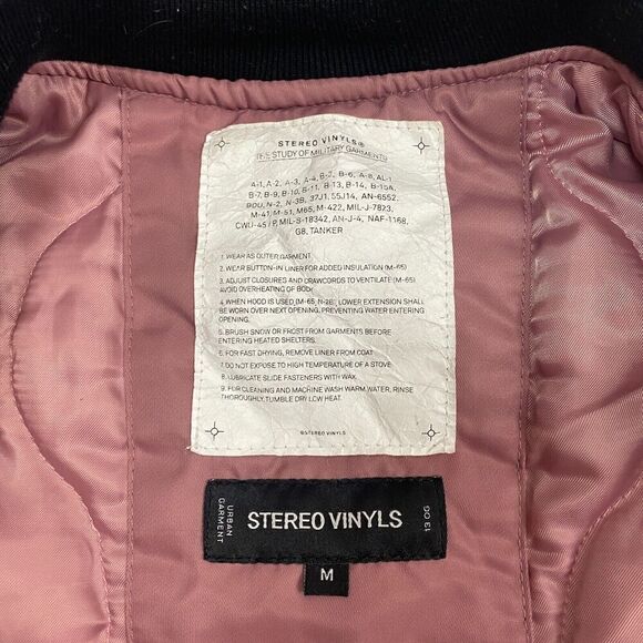 Stereo Vinyls Military Inspired Bomber Jacket Parka Pink Pockets Utility Size M - Picture 11 of 16